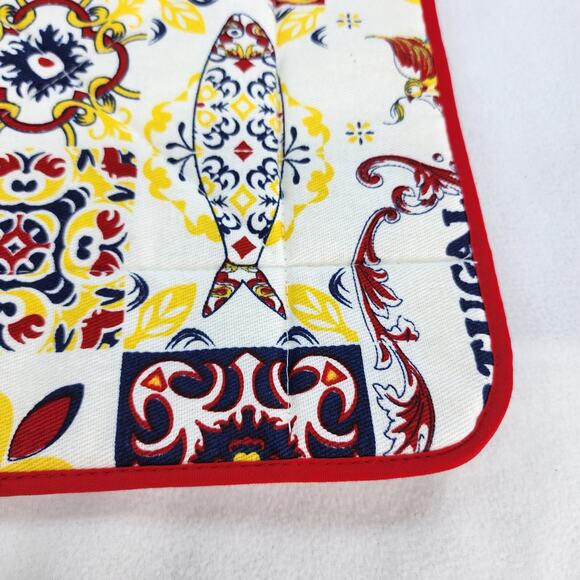 Vintage 90s Portugal Quilted Casserole Caddy Carrier 13x13 Cotton Tie Bakeware - Picture 7 of 12